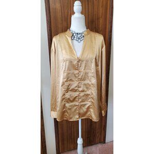 DRESSBARN GOLD BLOUSE LONG SLEEVE POLYESTER  SIZE 18-20W (3X)
